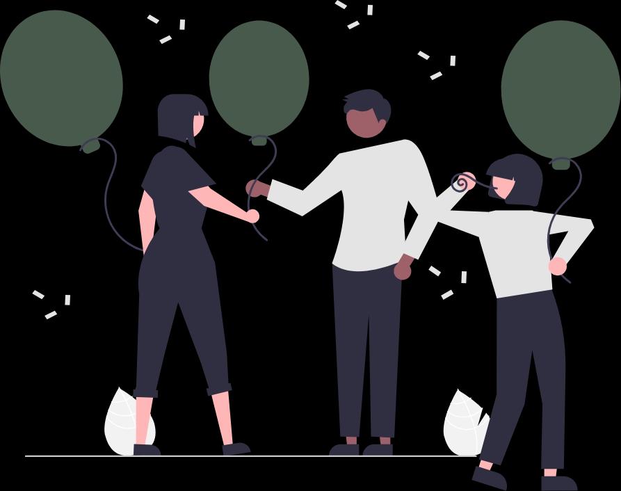 Rysunkowy obraz bawiących się ludzi